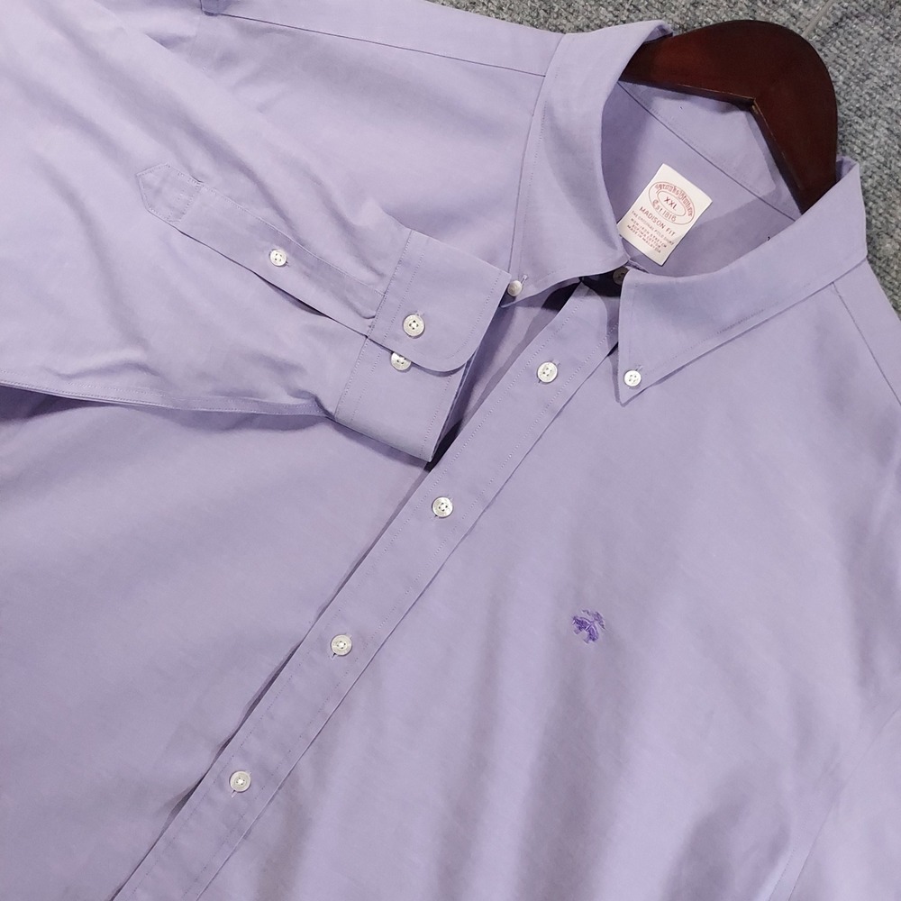 Brooks Brothers Dress Shirt Mens XXL Purple Madison Fit Non-Iron Supima Cotton